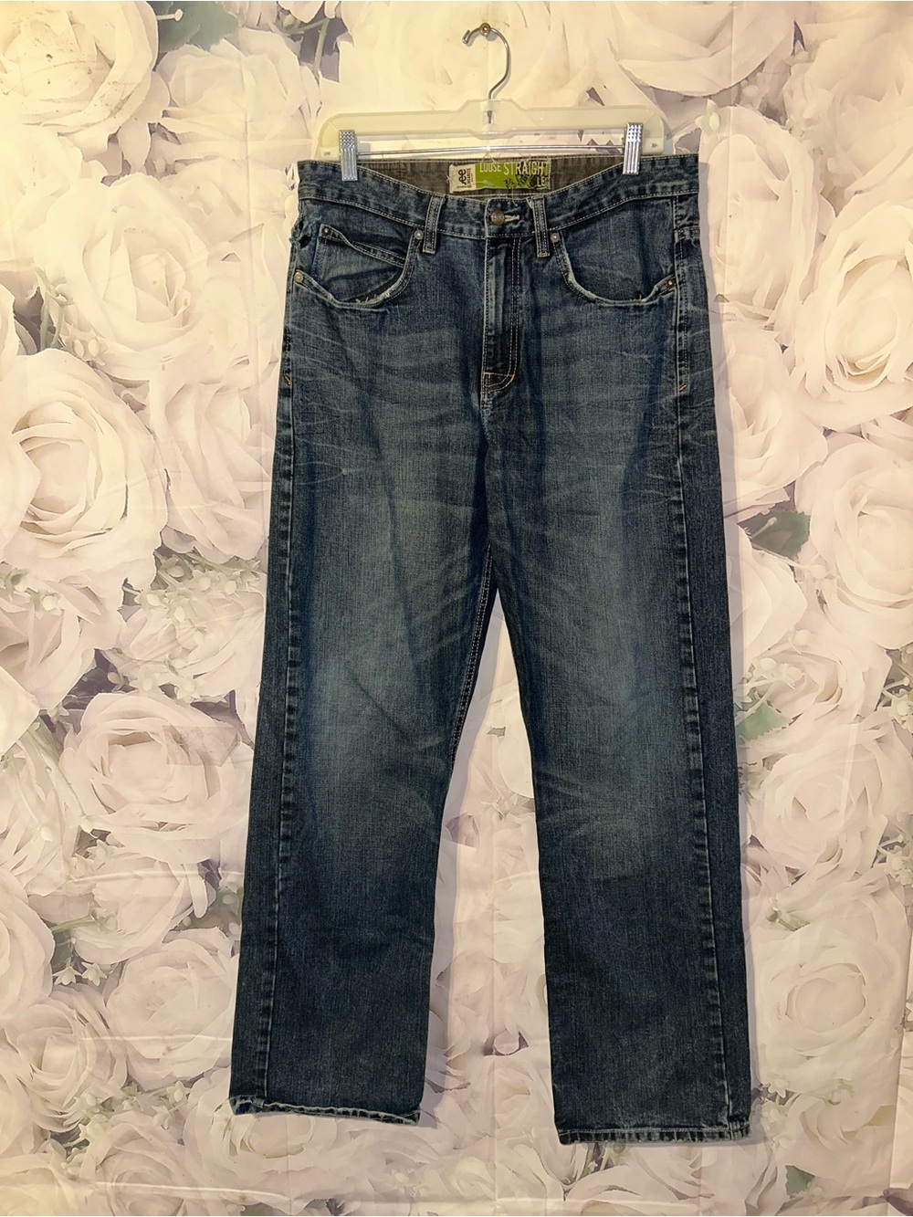 Vintage Lee Dungarees Men's Loose Straight Leg Jeans Blue 32x32 Denim Workwear - Picture 2 of 6